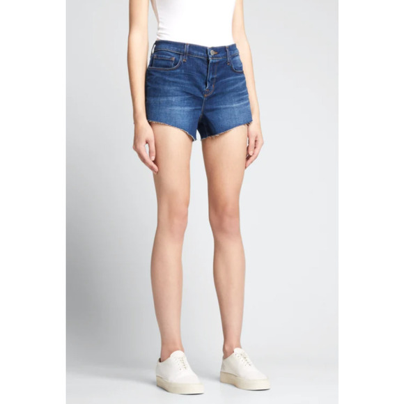 L'AGENCE Pants - L'Agence Women's Blue Audrey Mid-Rise Short Size 26 NWT